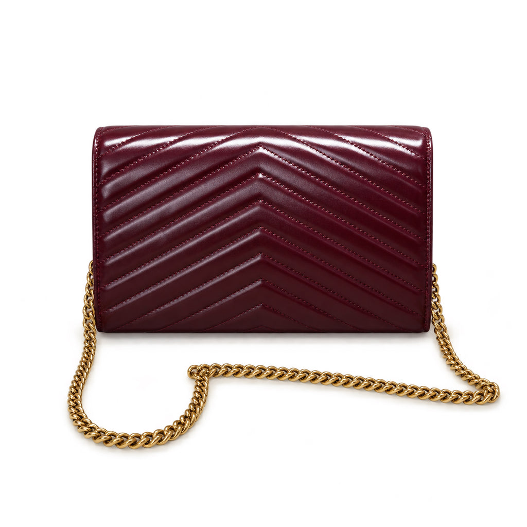 YSL Cassandre Chain Wallet Bag – Burgundy