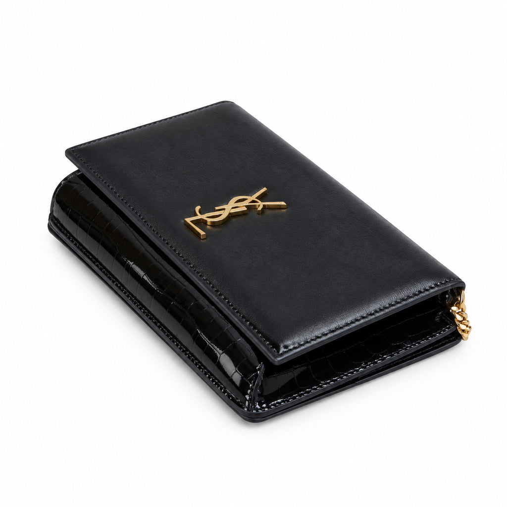Saint Laurent Manhattan Chain Wallet Bag in Black