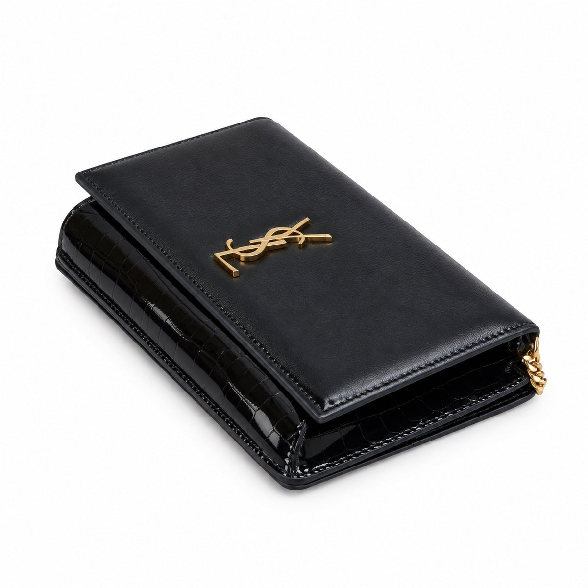 Saint Laurent Manhattan Chain Wallet Bag in Black