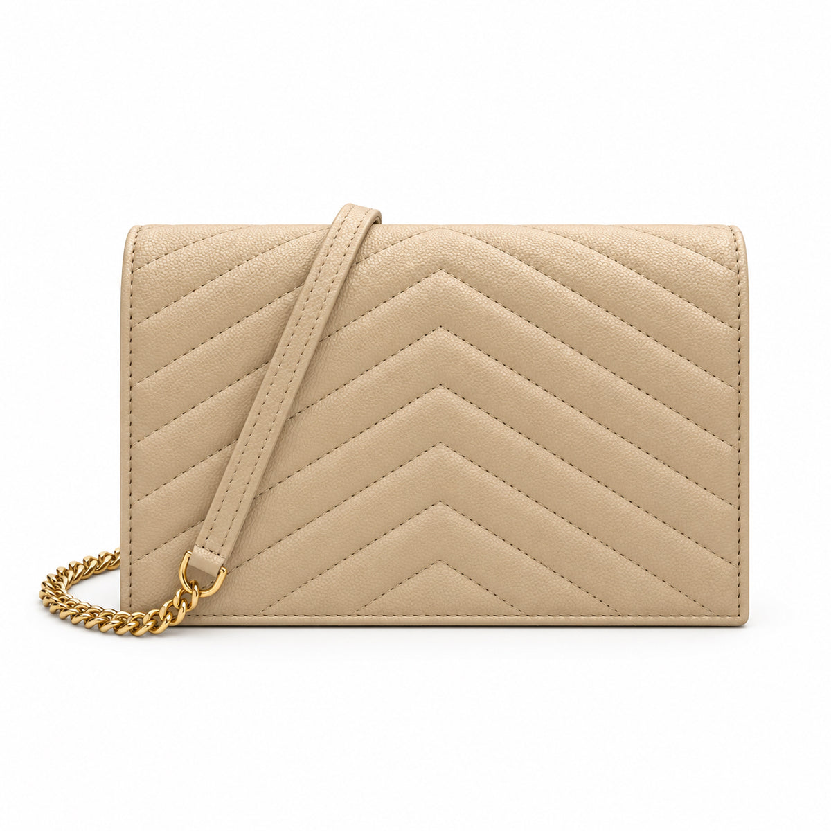 YSL Saint Laurent Envelope Chain Wallet in Sand Matelassé Leather