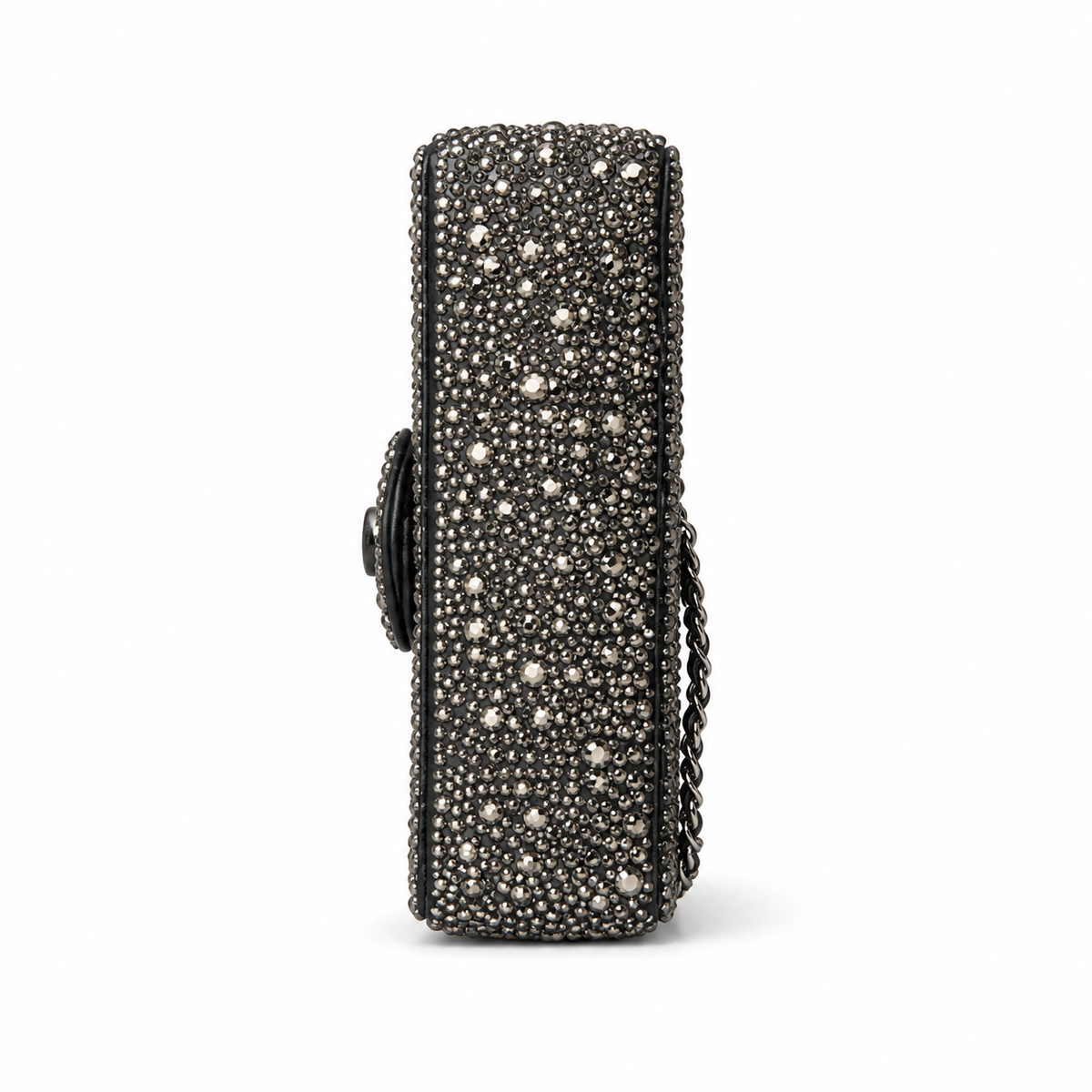 Chanel Silver Beaded Flap Chain Crossbody Bag