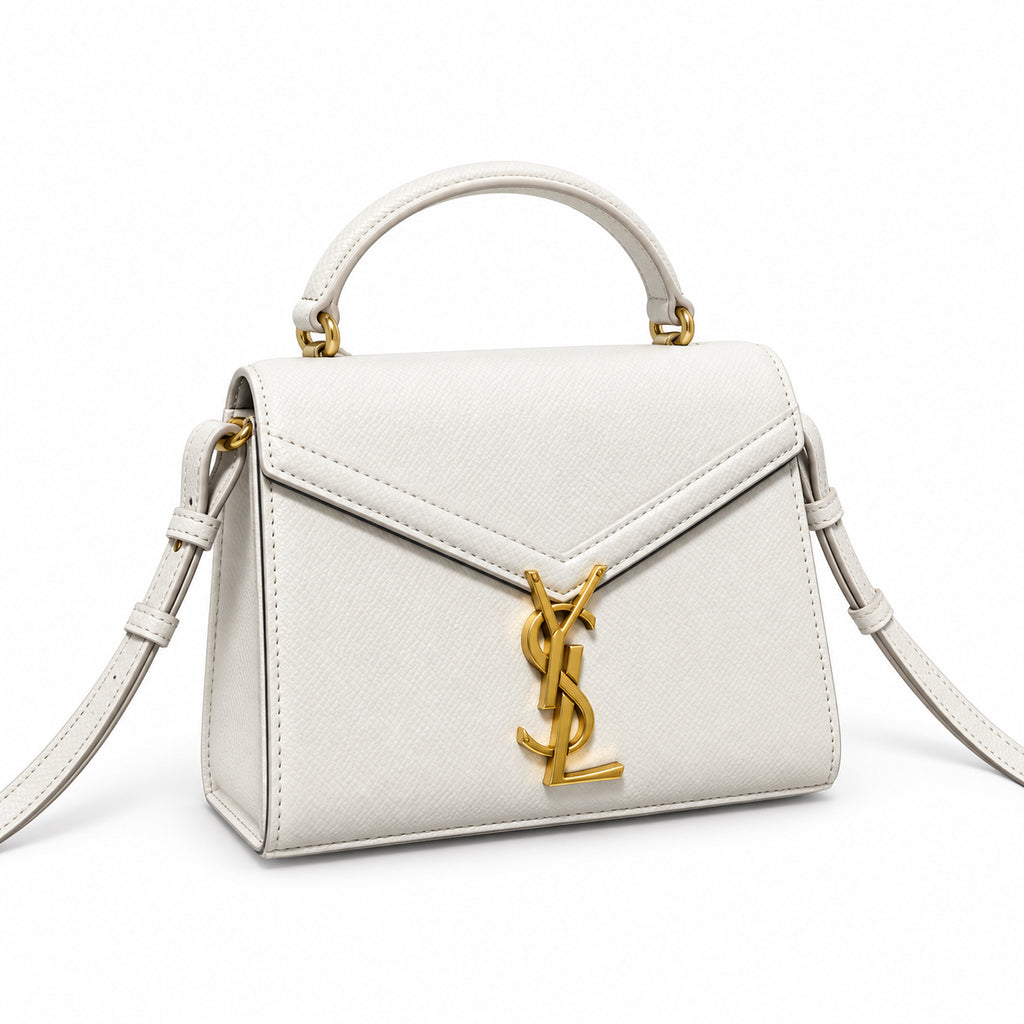 Saint Laurent Cassandra Mini – Cream Smooth Leather Gold