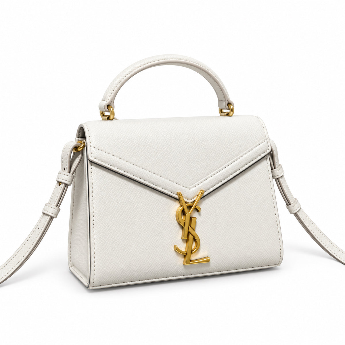 Saint Laurent Cassandra Mini – Cream Smooth Leather Gold