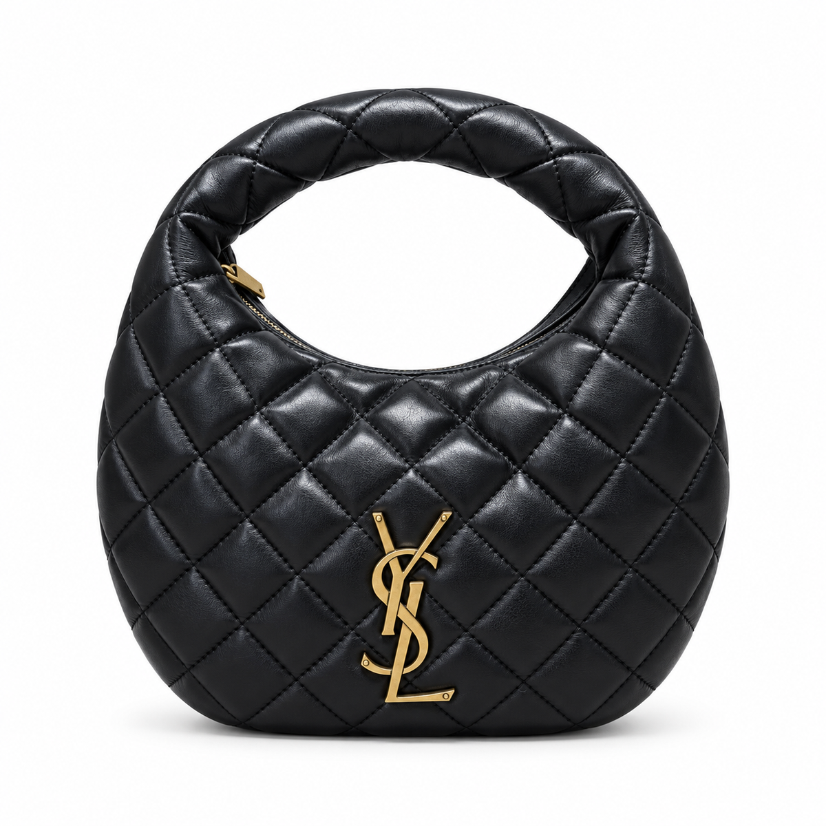 YSL Saint Laurent Quilted Leather Hobo Bag Black