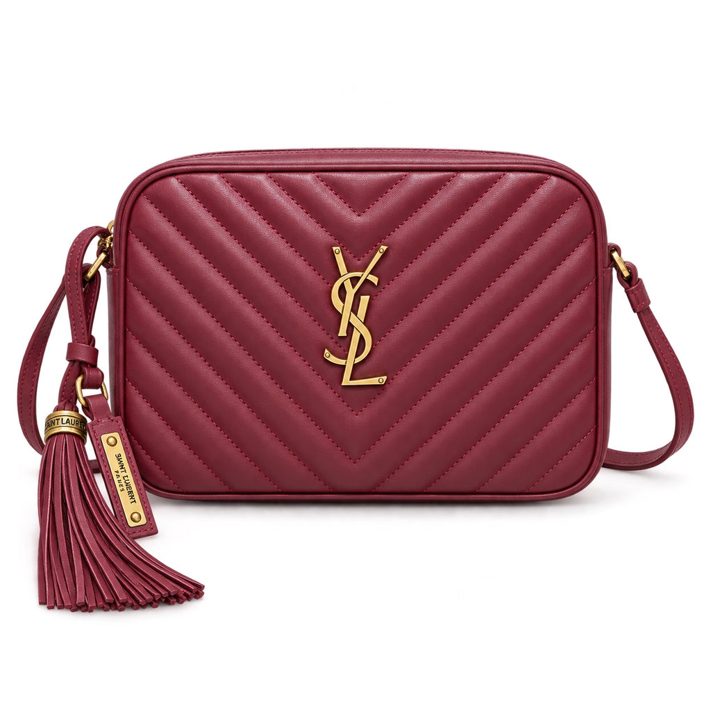 Saint Laurent YSL Lou Large Camera Bag – Burgundy Gold