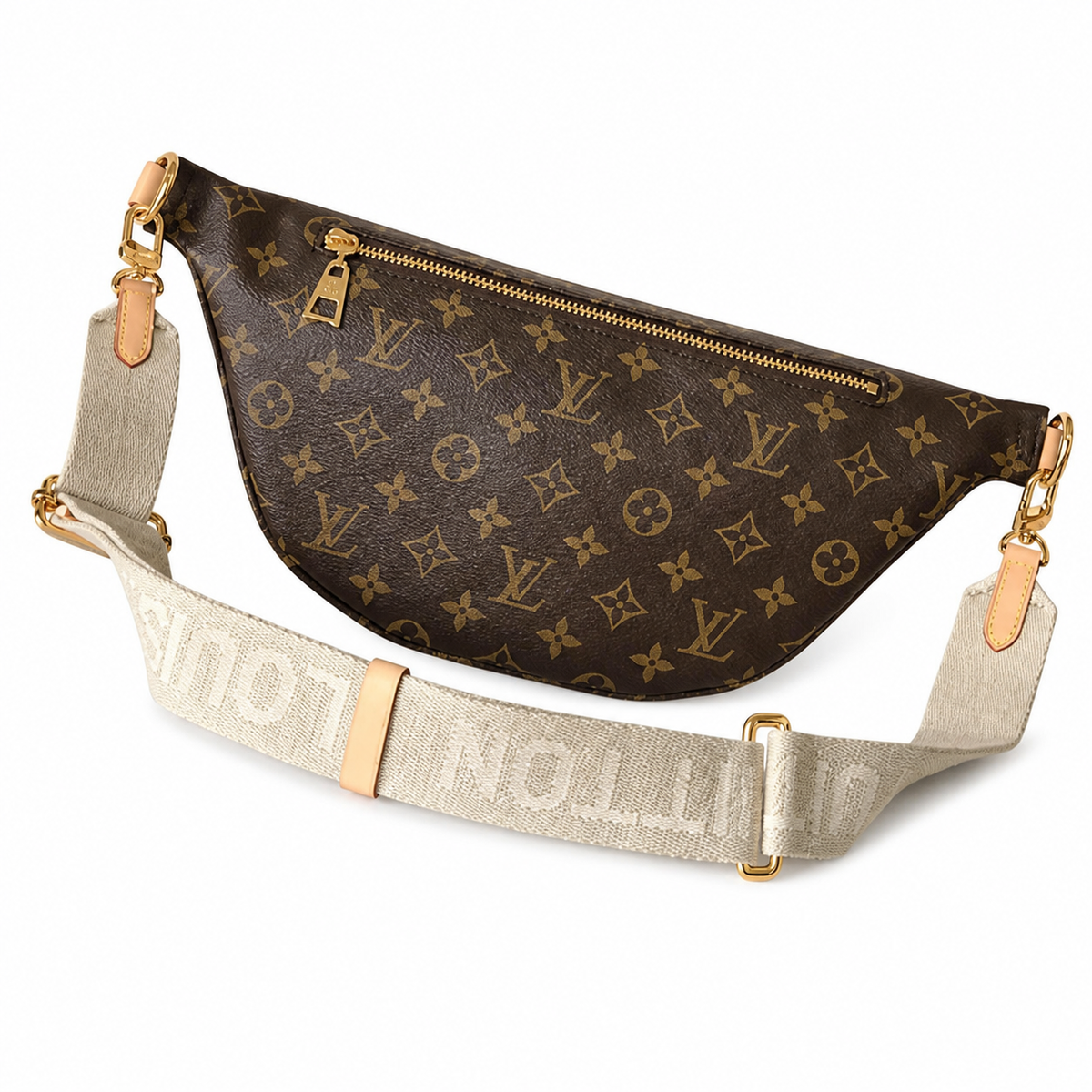 Louis Vuitton Bumbag Monogram Canvas Waist Bag Cream Logo Strap