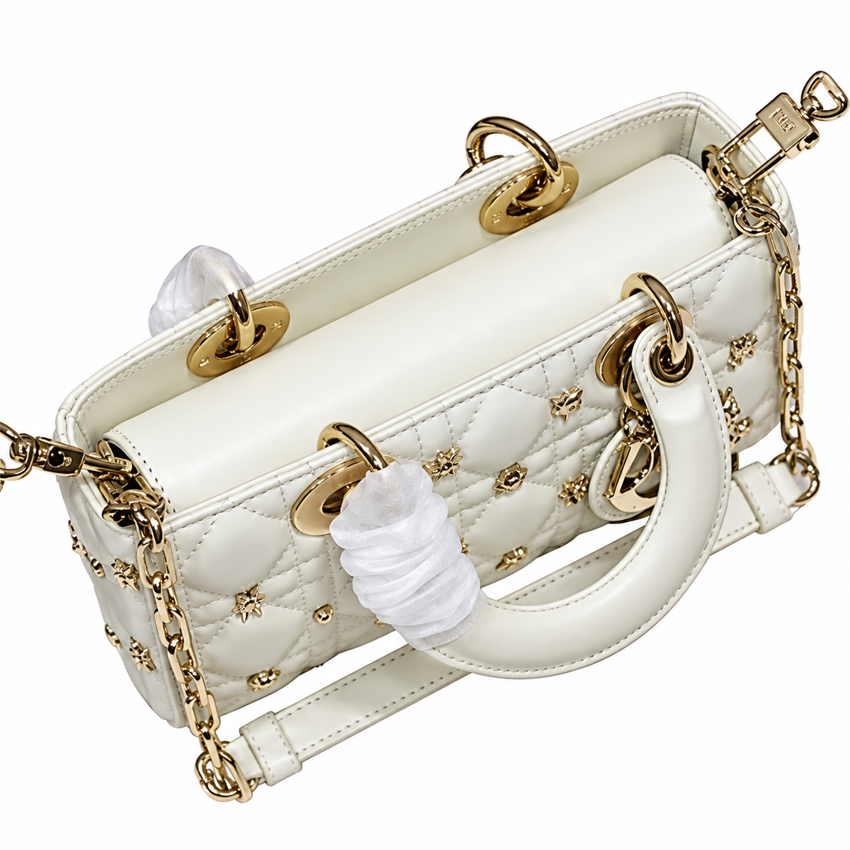 Dior Cannage Quilted Top Handle Clutch 22cm