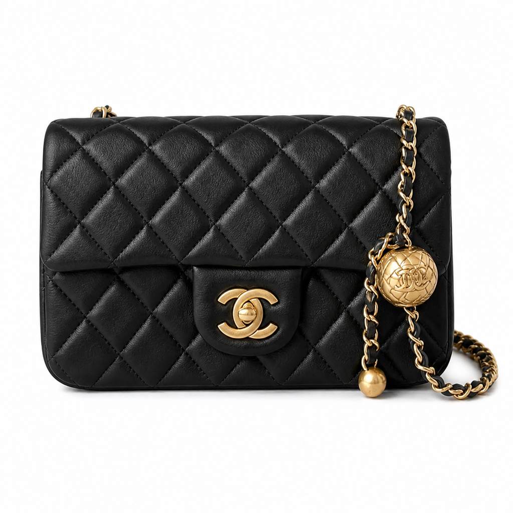 Chanel Classic Flap Bag | CC Turn-Lock Gold Chain Diamond Quilted — 13x20cm