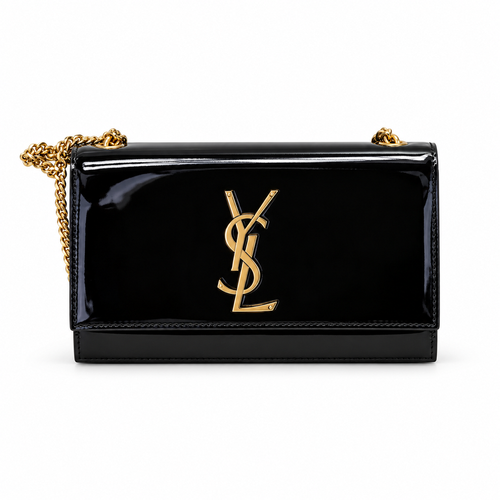 YSL Kate Chain Bag – Black Patent Leather