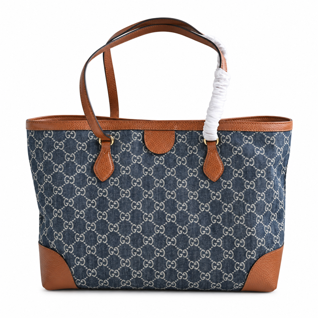 Gucci Ophidia GG Denim Medium Tote Bag Blue