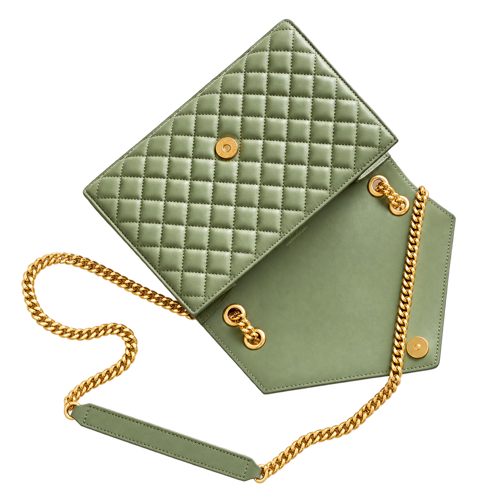 Saint Laurent YSL College Medium – Sage Green Gold