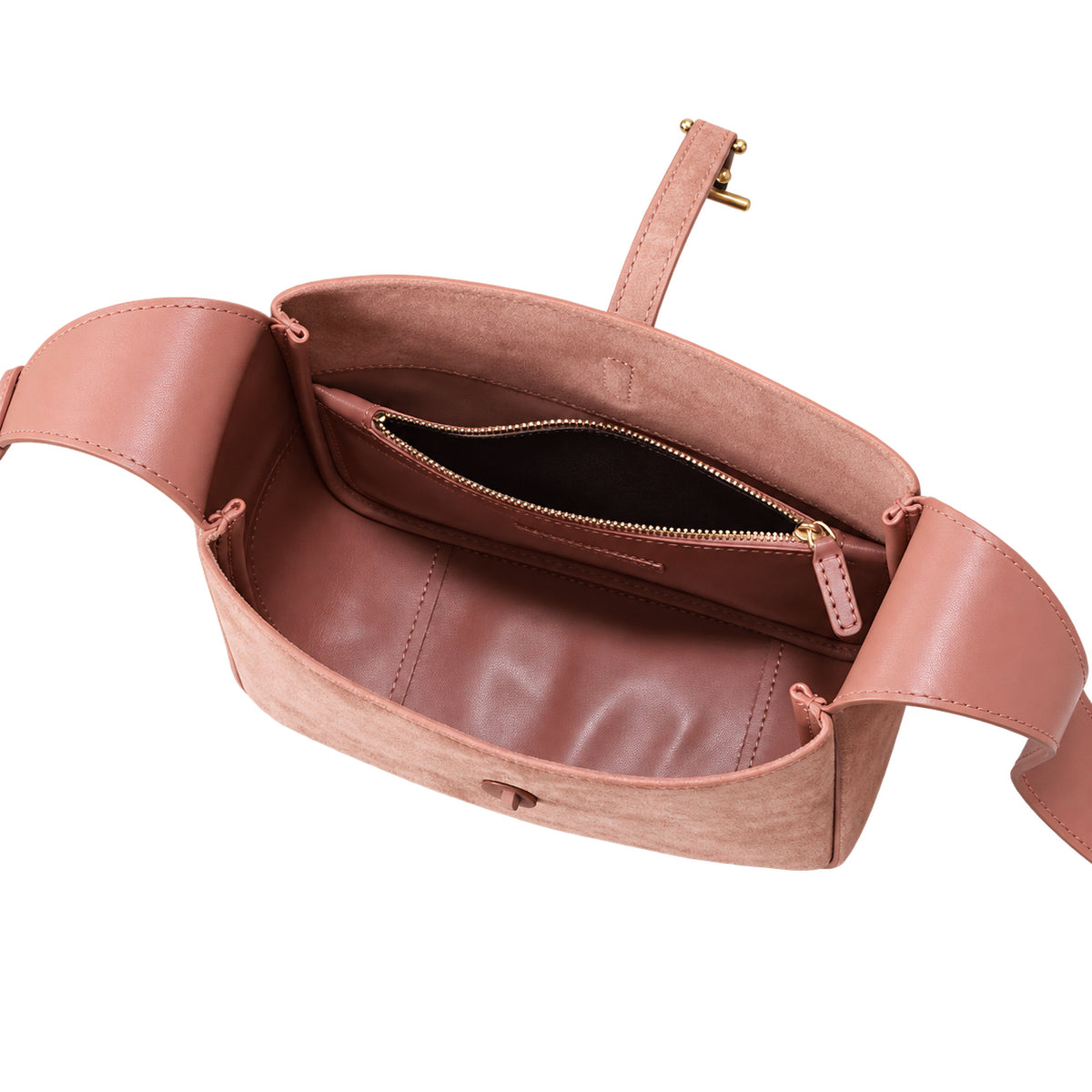 Saint Laurent YSL Le 5 à 7 Hobo – Rose Suede Gold