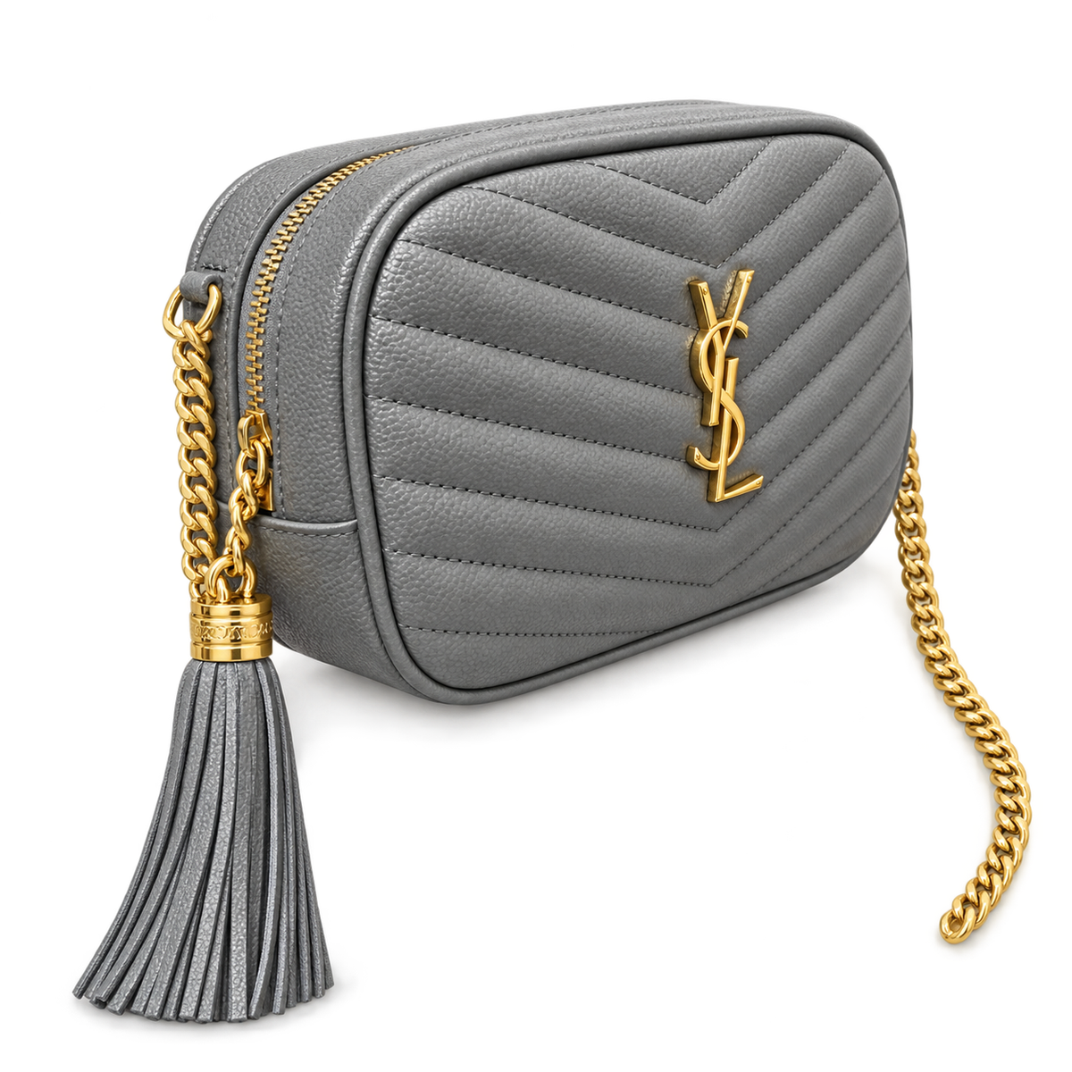 Saint Laurent YSL Lou Camera Bag – Grey Gold