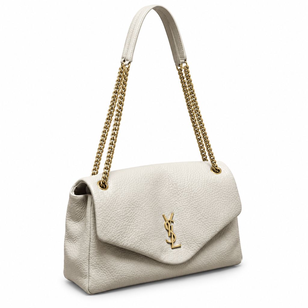 YSL Saint Laurent Envelope Large Chain Shoulder Bag Ivory