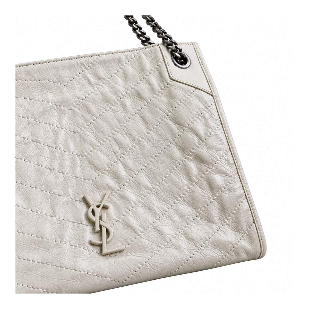 YSL Niki Shopping Bag – White Quilted Leather