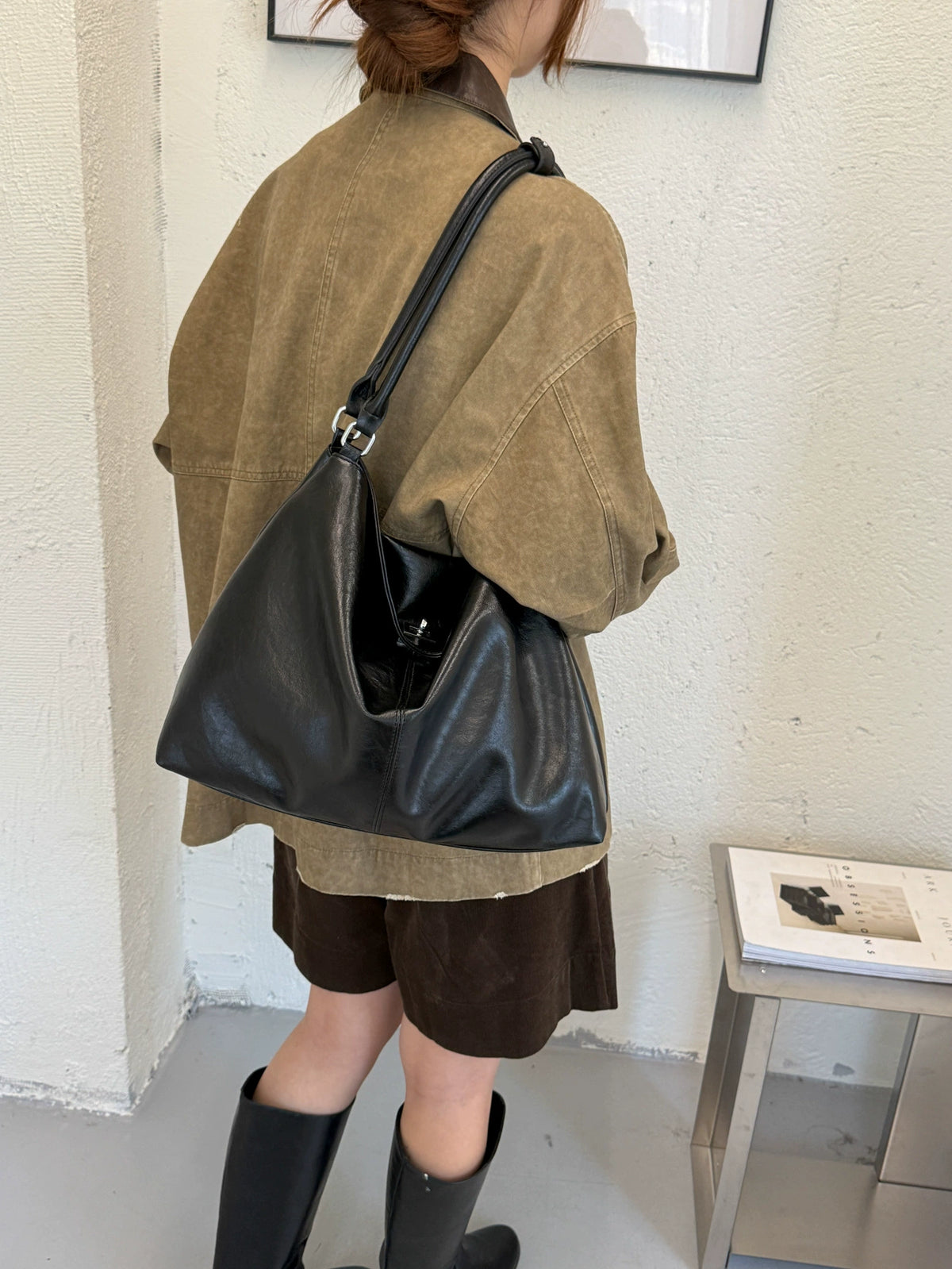 Dark Brown Soft Hobo Bag – Tassel Turn-Lock