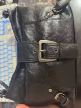Black Distressed Leather Flap Bag – Belt Buckle