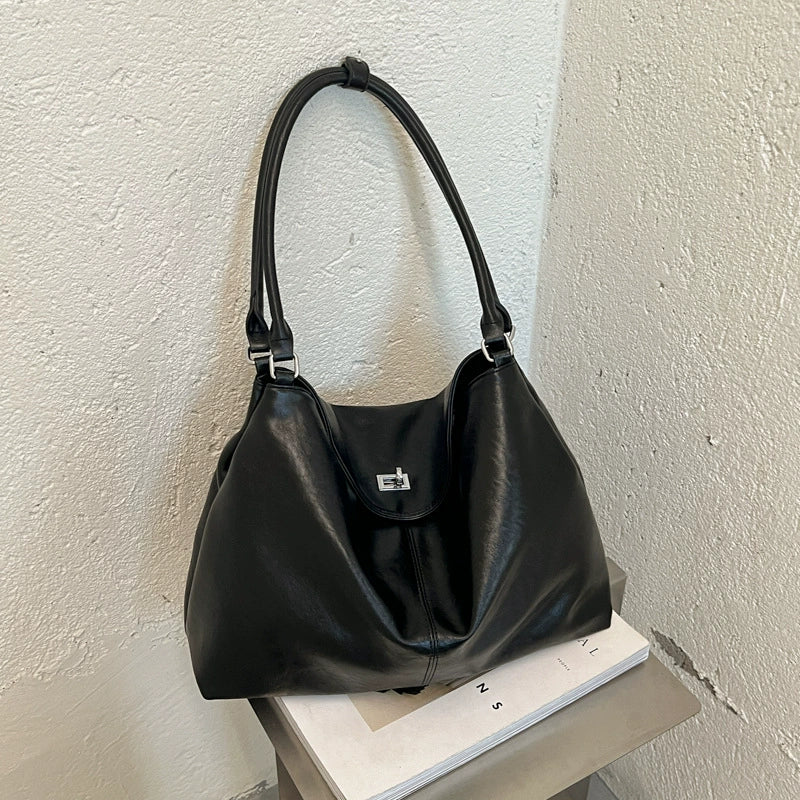 Dark Brown Soft Hobo Bag – Tassel Turn-Lock