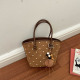 Leopard Print Canvas Tote – Brown Trim Wood Bead