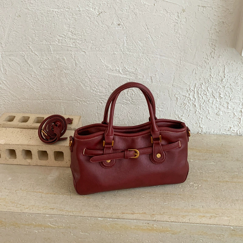 Cream Litchi Leather Tote – Gold Lock Birkin Style