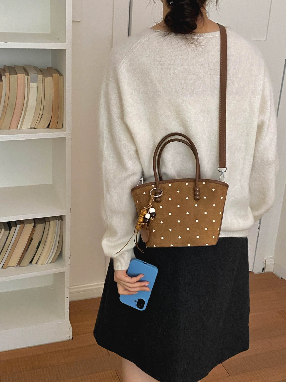 Leopard Print Canvas Tote – Brown Trim Wood Bead