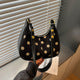 Black Polka Dot Hobo Bag – Gold Rivet Crescent