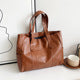 Large Vintage Wax Leather Tote – Cognac Brown