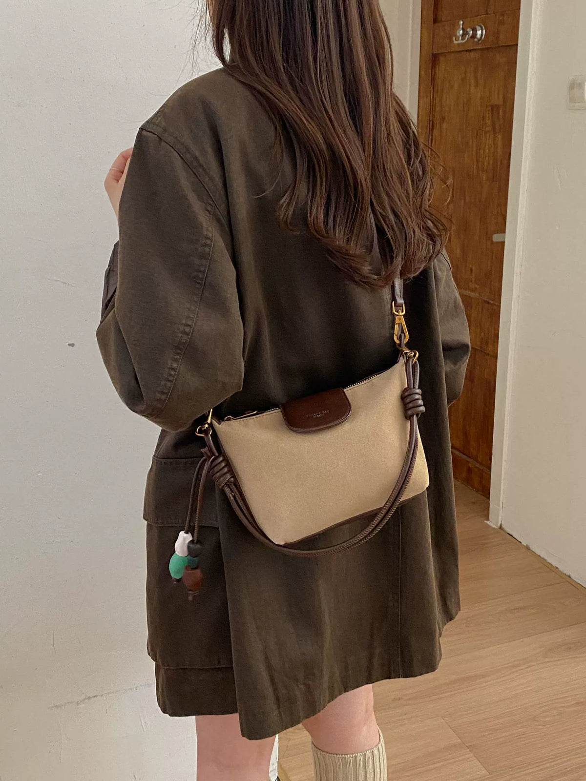 Leopard Canvas Hobo Bag – Brown Trim Knotted Strap