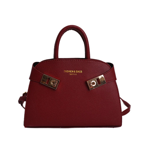 Blush Pink Structured Satchel – Gold Lock Bow