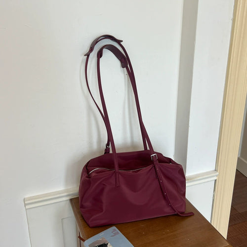 Large Nylon Tote Bag – Light Grey Front Zip Pocket