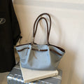 Large Tote Bag – Grey Blue Brown Trim Donut Charm