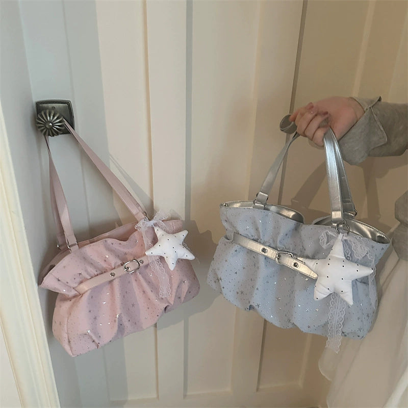 Starry Sky Cloud Bag – Blue Glitter Lace Star Charm