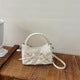 Ivory Cream Floral Embroidery Mini Shoulder Bag with 3D Flowers Pearl Accents and Pearl Gold Chain Strap