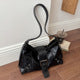 Black Distressed Leather Flap Bag – Belt Buckle