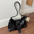 Black Distressed Leather Flap Bag – Belt Buckle