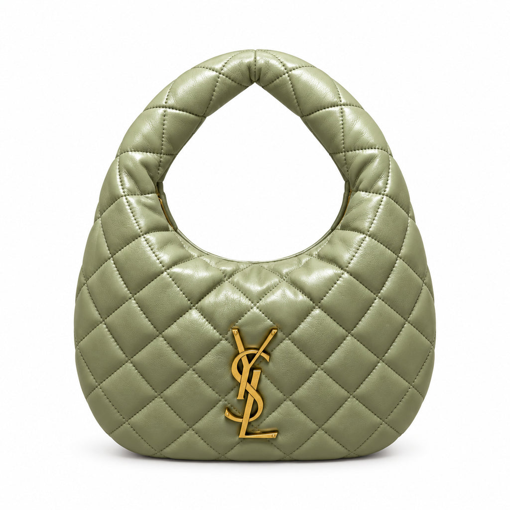 Saint Laurent Baby ICARE Quilted Hobo Bag in Sage Green