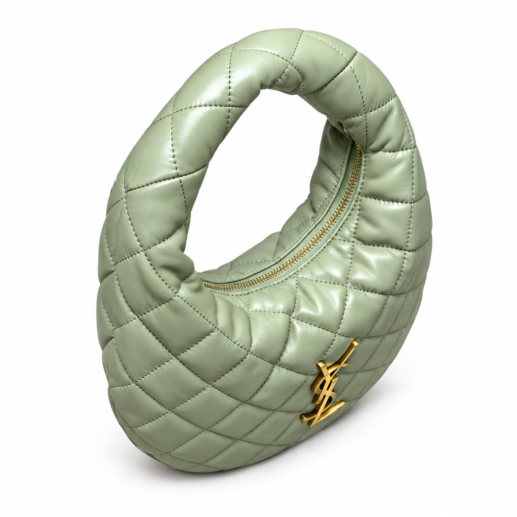 Saint Laurent Baby ICARE Quilted Hobo Bag in Sage Green