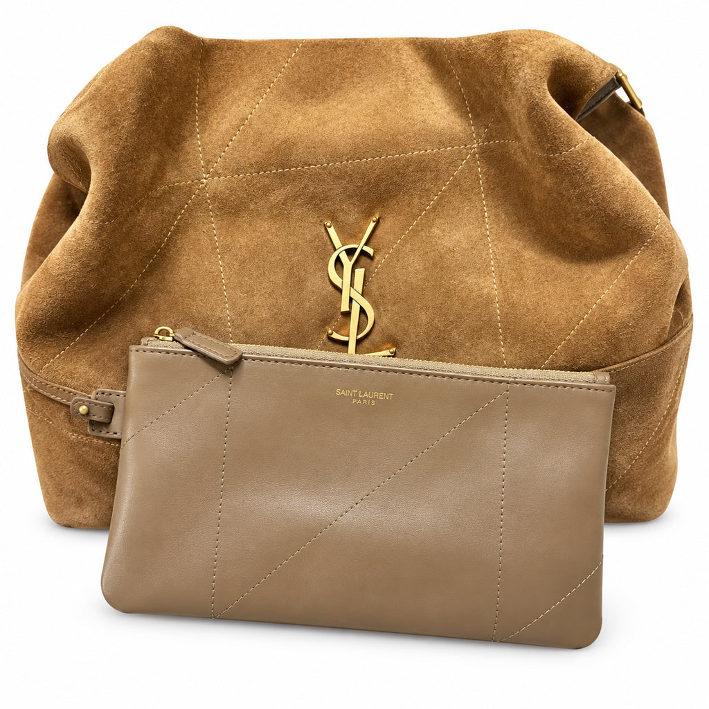 YSL Saint Laurent Jamie Tote Bag Camel Suede Gold Chain