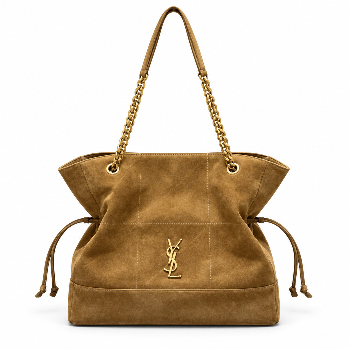 YSL Saint Laurent Jamie Tote Bag Camel Suede Gold Chain