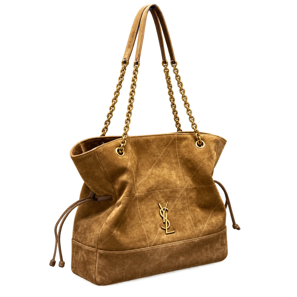 YSL Saint Laurent Jamie Tote Bag Camel Suede Gold Chain