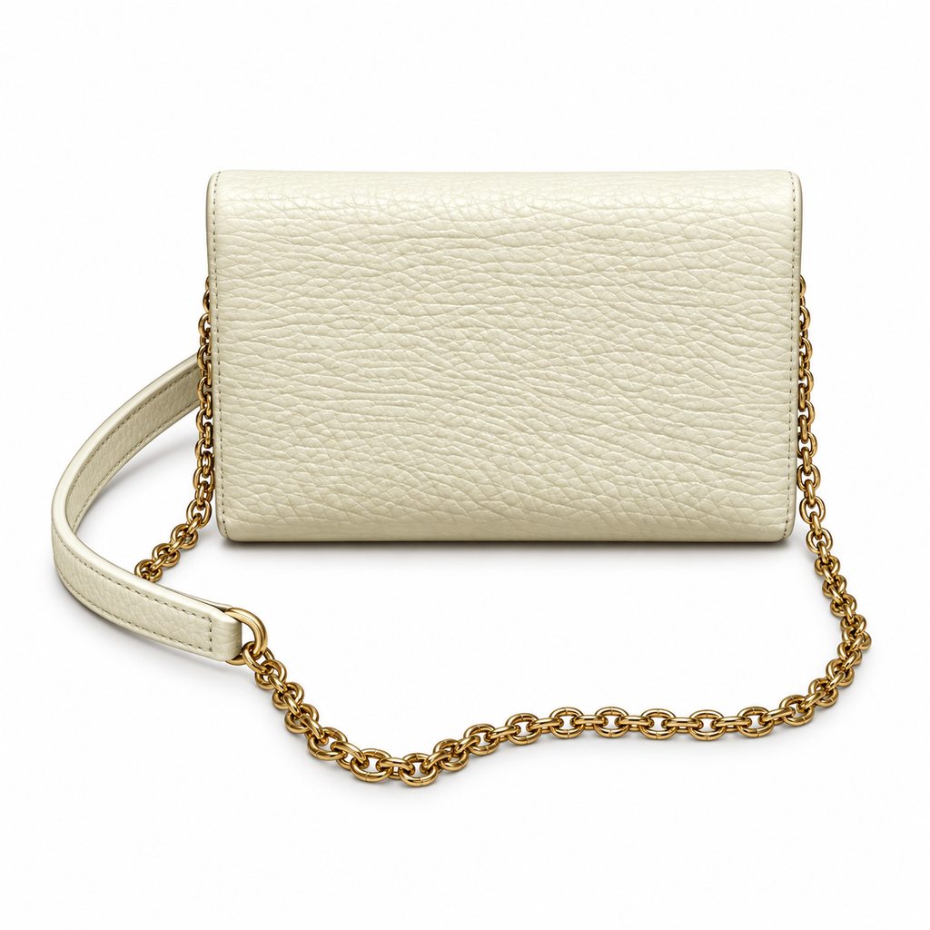 YSL Saint Laurent Gaby Envelope Bag in White Grained Leather