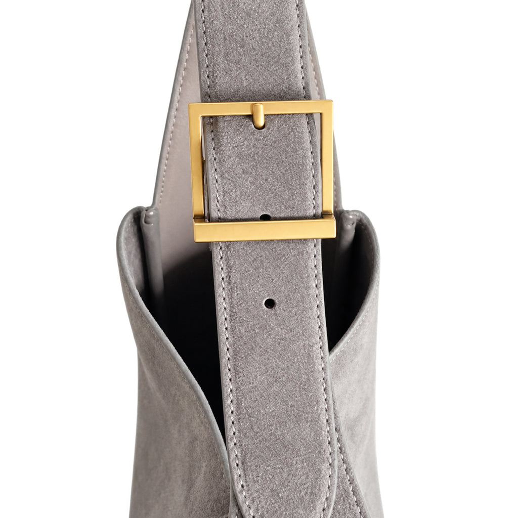 Saint Laurent YSL Le 37 Hobo Bag – Grey Suede Gold