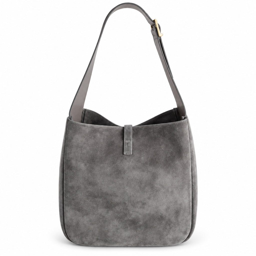 Saint Laurent YSL Le 37 Hobo Bag – Grey Suede Gold