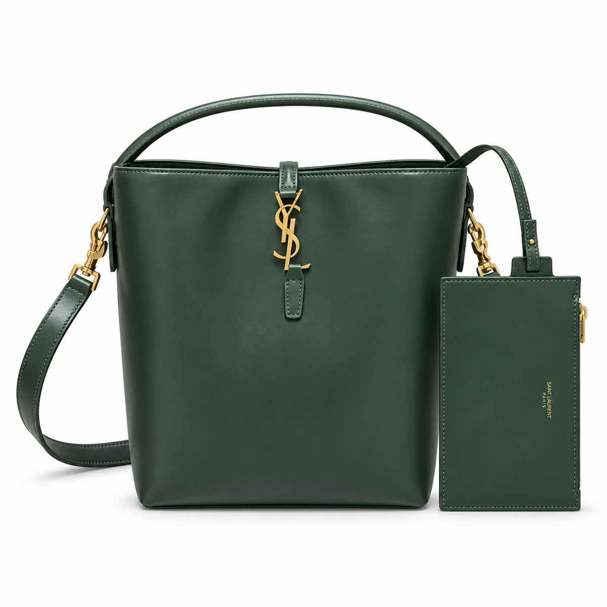 Saint Laurent YSL Le 37 Bucket Bag – Forest Green Leather