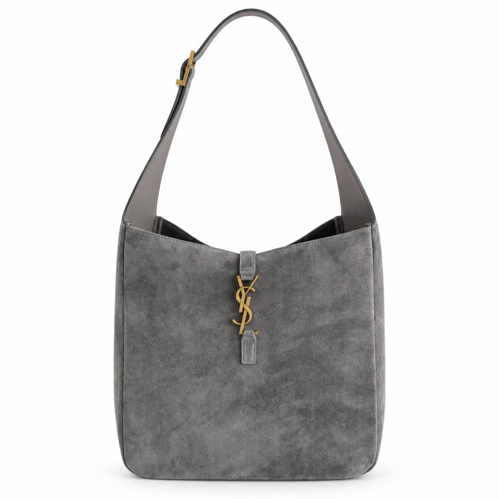 Saint Laurent YSL Le 37 Hobo Bag – Grey Suede Gold